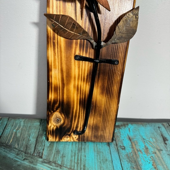 Iron Rose Metal Rose Iron Gift Forging Metal Art on Wood 6th Year Wedding Gift - Picture 7 of 13